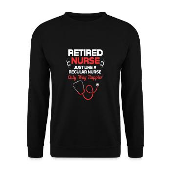 Krankenschwester Rente - Unisex Pullover - Schwarz - Vorne - Alina (178cm) & Michal (187cm)