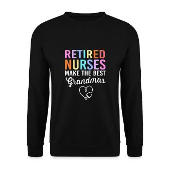 Krankenschwester Rente - Unisex Pullover - Schwarz - Vorne - Alina (178cm) & Michal (187cm)
