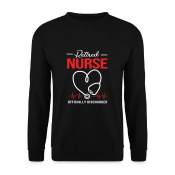 Krankenschwester Rente - Unisex Pullover - Schwarz - Vorne - Alina (178cm) & Michal (187cm)
