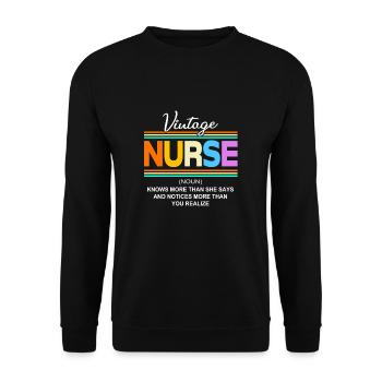 Krankenschwester Rente - Unisex Pullover - Schwarz - Vorne - Alina (178cm) & Michal (187cm)