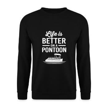 Pontoon Boat Boat Boats - Unisex Sweatshirt - black - Front - Alina (178cm) & Michal (187cm)