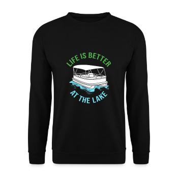 Pontoon Boat Boat Boats - Unisex Sweatshirt - black - Front - Alina (178cm) & Michal (187cm)