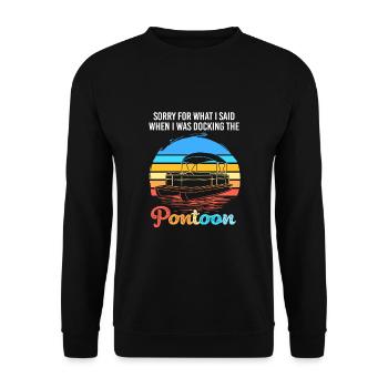 Pontoon Boat Boat Boats - Unisex Sweatshirt - black - Front - Alina (178cm) & Michal (187cm)