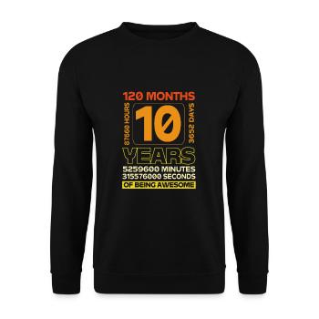27th birthday Ten year of birth Date of birth - Unisex Sweatshirt - black - Front - Alina (178cm) & Michal (187cm)