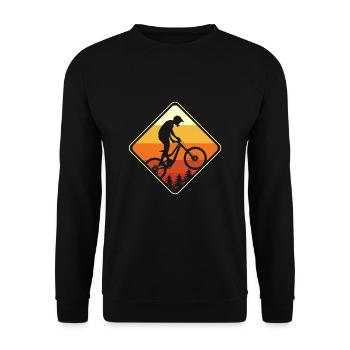 Mountain biking Mountain biking Mountain bikers - Unisex Sweatshirt - black - Front - Alina (178cm) & Michal (187cm)