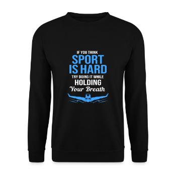 Schwimmen Schwimmer Schwimmbad Schwimmlehrer - Unisex Pullover - Schwarz - Vorne - Alina (178cm) & Michal (187cm)