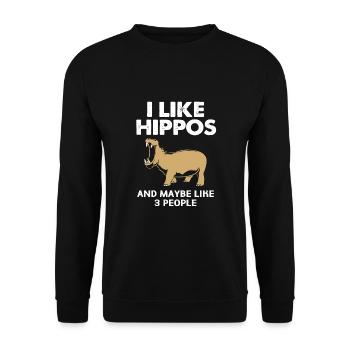 Nilpferd - Unisex Pullover - Schwarz - Vorne - Alina (178cm) & Michal (187cm)