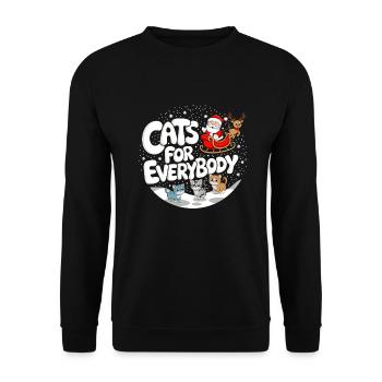 Cats for Everybody Weihnachten Katzen Winter süß - Unisex Pullover - Schwarz - Vorne - Alina (178cm) & Michal (187cm)