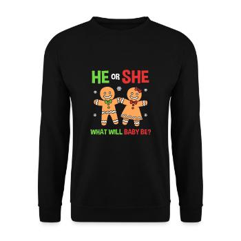 Christmas Gender Reveal Newborn Baby Sayings - Unisex Sweatshirt - black - Front - Alina (178cm) & Michal (187cm)