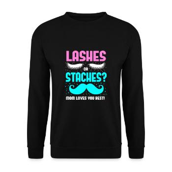 Weihnachten Gender Reveal Neugeborenes Babysprüche - Unisex Pullover - Schwarz - Vorne - Alina (178cm) & Michal (187cm)