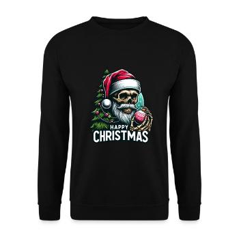 Santa Claus Skull with Christmas Ornament - Unisex Sweatshirt - black - Front - Alina (178cm) & Michal (187cm)