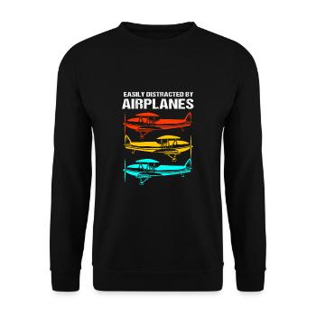Pilot Airplane - Unisex Sweatshirt - black - Front - Alina (178cm) & Michal (187cm)