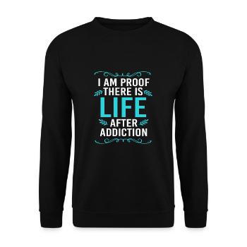 Drug-free addiction addicted - Unisex Sweatshirt - black - Front - Alina (178cm) & Michal (187cm)