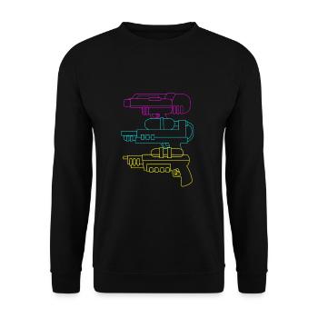 Wasserpistole - Unisex Pullover - Schwarz - Vorne - Alina (178cm) & Michal (187cm)
