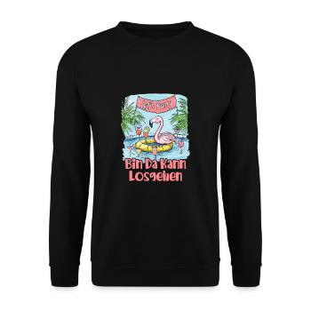 Bin Da Kann Losgehen Flamingo Party Saufshirt - Unisex Pullover - Schwarz - Vorne - Alina (178cm) & Michal (187cm)