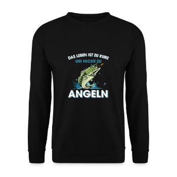 Das Leben Ist Zu Kurz Um Nicht Zu Angeln - Unisex Pullover - Schwarz - Vorne - Alina (178cm) & Michal (187cm)