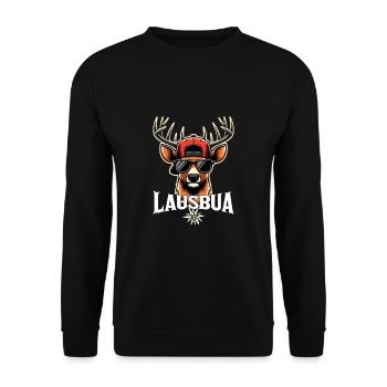 Lausbua Hirsch Bayrisch Polterabend Party JGA - Unisex Pullover - Schwarz - Vorne - Alina (178cm) & Michal (187cm)