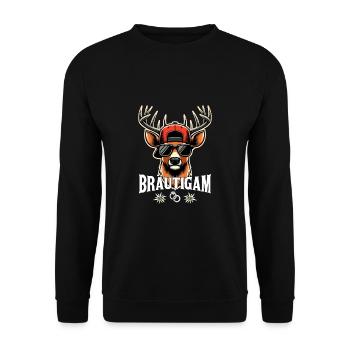 Bräutigam Hirsch Junggesellenabschied JGA Party - Unisex Pullover - Schwarz - Vorne - Alina (178cm) & Michal (187cm)
