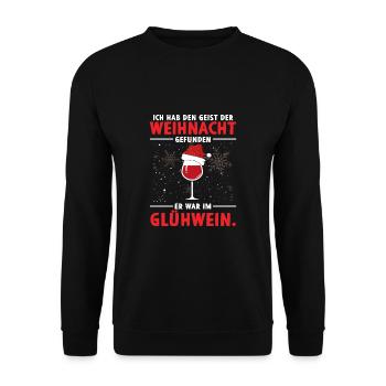 Geist der Weihnacht gefunden er war im Glühwein - Unisex Pullover - Schwarz - Vorne - Alina (178cm) & Michal (187cm)