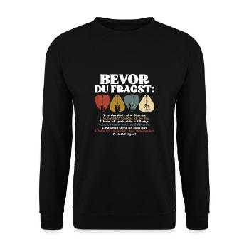 Bevor Du Fragst Gitarren Mehr Als 3 Akkorde - Unisex Pullover - Schwarz - Vorne - Alina (178cm) & Michal (187cm)