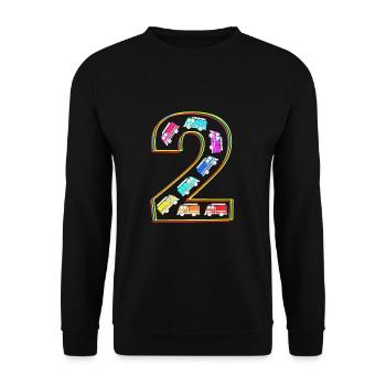 Feuerwehrauto Kindergeburtstag - Unisex Pullover - Schwarz - Vorne - Alina (178cm) & Michal (187cm)