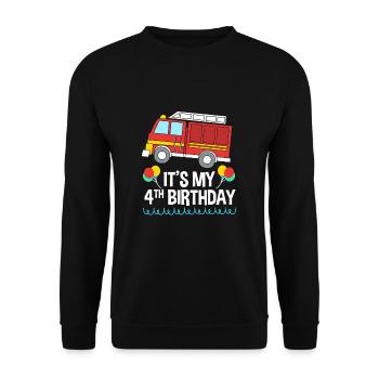 Feuerwehrauto Kindergeburtstag - Unisex Pullover - Schwarz - Vorne - Alina (178cm) & Michal (187cm)