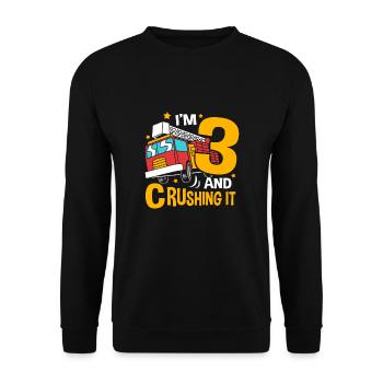 Feuerwehrauto Kindergeburtstag - Unisex Pullover - Schwarz - Vorne - Alina (178cm) & Michal (187cm)