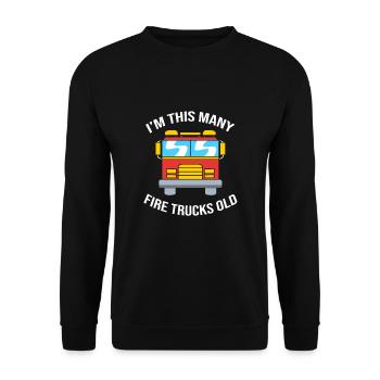 Feuerwehrauto Kindergeburtstag - Unisex Pullover - Schwarz - Vorne - Alina (178cm) & Michal (187cm)