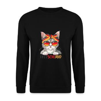 Deutschland Katze Fußball Katzenliebhaber - Unisex Pullover - Schwarz - Vorne - Alina (178cm) & Michal (187cm)