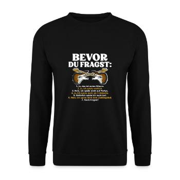 Bevor Du Fragst Gitarren Nie Genug Gitarren - Unisex Pullover - Schwarz - Vorne - Alina (178cm) & Michal (187cm)