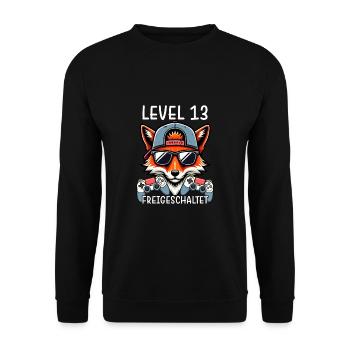 Level 13 Freigeschaltet Gamer Geburtstag Gaming - Unisex Pullover - Schwarz - Vorne - Alina (178cm) & Michal (187cm)