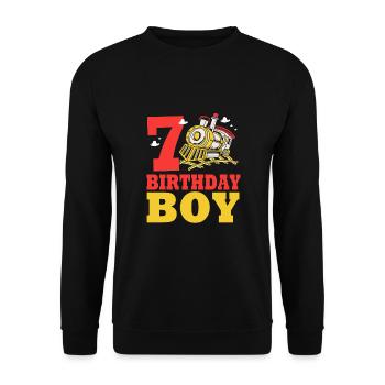 Children's Birthday Train Train Driver Locomotive - Unisex Sweatshirt - black - Front - Alina (178cm) & Michal (187cm)