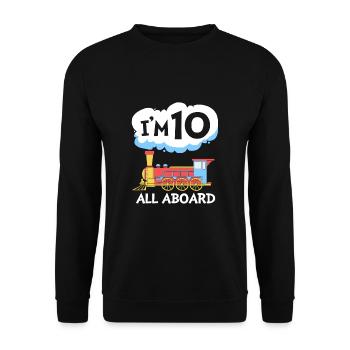 Children's Birthday Train Train Driver Locomotive - Unisex Sweatshirt - black - Front - Alina (178cm) & Michal (187cm)