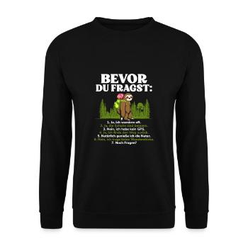 Bevor Du Fragst Wandern Wanderer - Unisex Pullover - Schwarz - Vorne - Alina (178cm) & Michal (187cm)