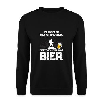Je länger die Wanderung desto kälter das Bier - Unisex Pullover - Schwarz - Vorne - Alina (178cm) & Michal (187cm)