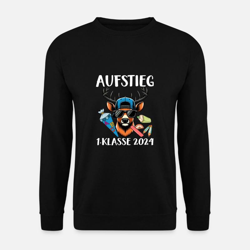 Aufstieg 1. Klasse 2024 Schulstart Hirsch - Unisex Pullover - Schwarz