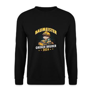 Großer Bruder 2024 Baumeister Geschwister - Unisex Pullover - Schwarz - Vorne - Alina (178cm) & Michal (187cm)