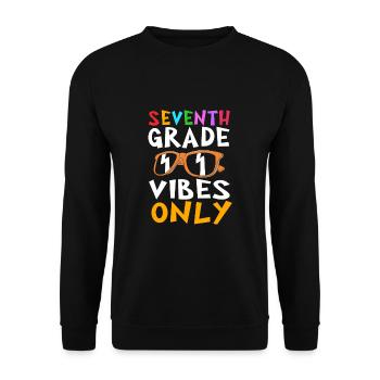 7. Klasse - Unisex Pullover - Schwarz - Vorne - Alina (178cm) & Michal (187cm)