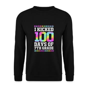 7. Klasse - Unisex Pullover - Schwarz - Vorne - Alina (178cm) & Michal (187cm)
