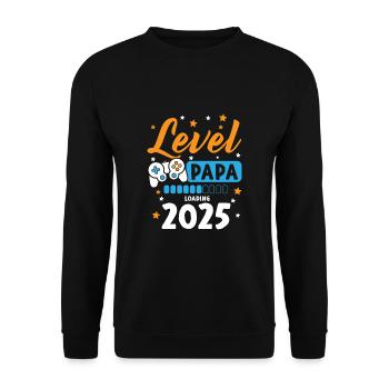 Level Complete Papa 2025 Loading Gamer Papa - Unisex Pullover - Schwarz - Vorne - Alina (178cm) & Michal (187cm)
