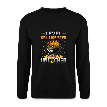 Level Grillmeister Unlocked Grillmeister Barbecue - Unisex Pullover - Schwarz - Vorne - Alina (178cm) & Michal (187cm)
