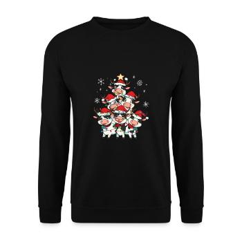 Kuh Weihnachten Weihnachtsmann - Unisex Pullover - Schwarz - Vorne - Alina (178cm) & Michal (187cm)