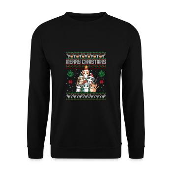 Katze Weihnachten Katze - Unisex Pullover - Schwarz - Vorne - Alina (178cm) & Michal (187cm)