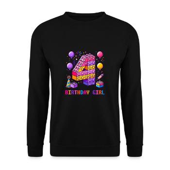 Kinder 4 Jahre alt Bauklötze 4. Birthday Girl - Unisex Pullover - Schwarz - Vorne - Alina (178cm) & Michal (187cm)