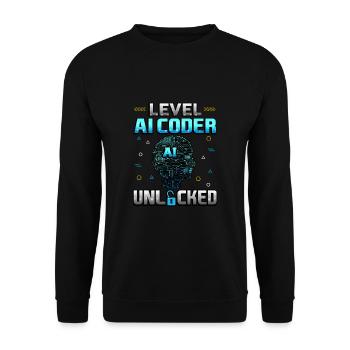 Level KI-Programmierer freigeschaltet - Unisex Pullover - Schwarz - Vorne - Alina (178cm) & Michal (187cm)