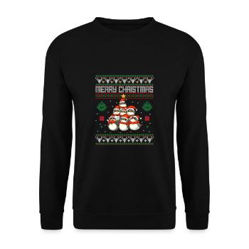 Vogel Weihnachten Rotkehlchen - Unisex Pullover - Schwarz - Vorne - Alina (178cm) & Michal (187cm)