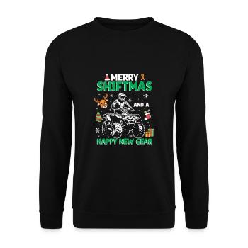 Merry Shiftmas ATV Rider Happy New Gear Quad Bike - Unisex Pullover - Schwarz - Vorne - Alina (178cm) & Michal (187cm)
