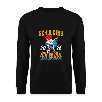 Schulkind 2026 Ich Rocke Jetzt Die Einschulung - Unisex Pullover - Schwarz - Vorne - Alina (178cm) & Michal (187cm)