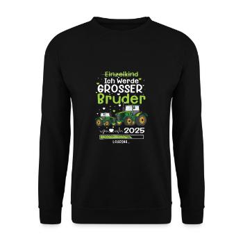 Ich Werde Großer Bruder 2025 Traktor - Unisex Pullover - Schwarz - Vorne - Alina (178cm) & Michal (187cm)