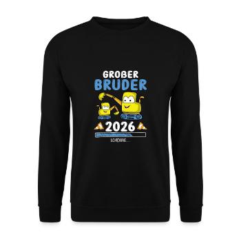 Großer Bruder 2026 Bagger Geschwister - Unisex Pullover - Schwarz - Vorne - Alina (178cm) & Michal (187cm)